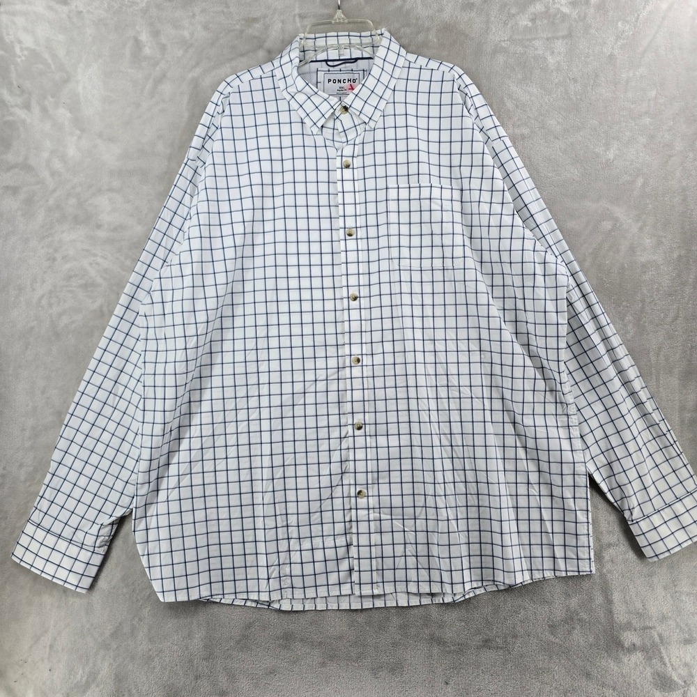 Poncho ultra-lite Fishing shirt Shirt Mens XXL White Blue Plaid Regular Fit